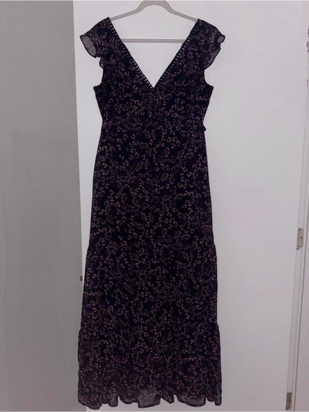 Lulu's Black Maxi Dress with Pink Floral Print